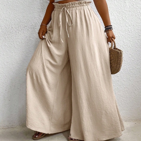 Plus Solid High Waisted Lightweight Wide leg Pants - Picture 5 of 7